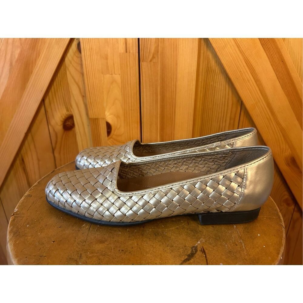 Naturalizer Woven Brazil Leather Ballet Flats Loafers Shoes Womens 7.5N Pewter - Picture 3 of 11